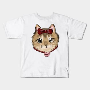 Ribbon Cat Girl _Bunniesmee Kids T-Shirt